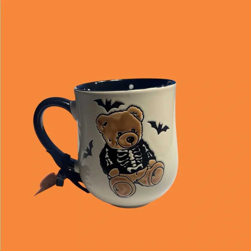 Halloween Teddy Bear Skeleton Mug Cute Bat Design Coffee Tea Cup-NWT - Picture 2 of 3